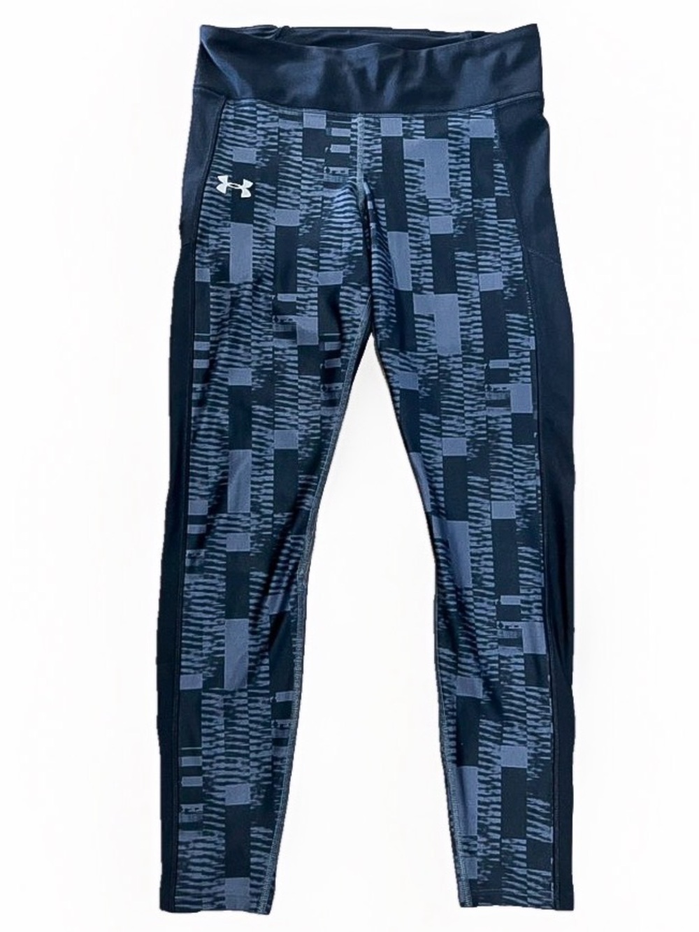 Under Armour HeatGear Women's L Black Gray Geometric Compression Crop Leggings